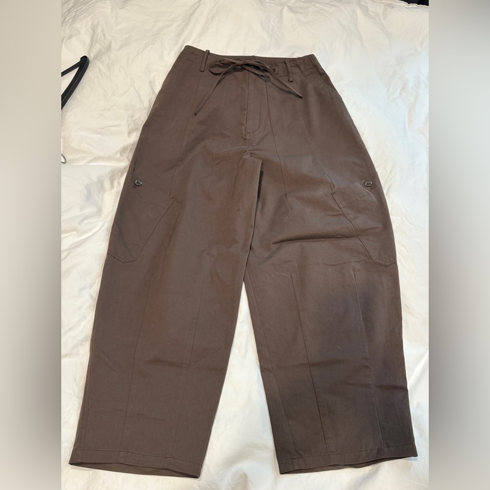 Zara BALLOON CARGO PANTS Brown S - Picture 2 of 6